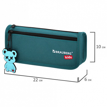 Пенал мягкий BRAUBERG KIDS, 2 отделения, полиэстер, "Cool bear", 22x10x6 см, 273554