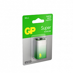 Батарейка 1 шт., GP Super G-Tech, Крона (6LR61, 6LF22, 1604A), алкалиновая, блистер, 1604A-5CR1, 1604A-BC1