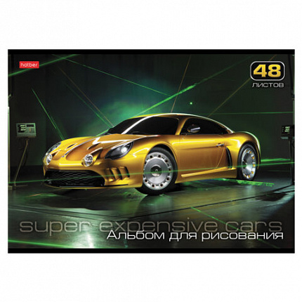 Альбом для рисования А4 48 л., скоба, обложка картон, HATBER, 205х290 мм, "АвтоЛюкс", 062540, 48А4В