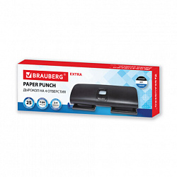 Дырокол усиленный на 2-4 отверстия BRAUBERG "EXTRA", до 25 листов, черно-синий, 274240