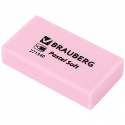 Ластики BRAUBERG PASTEL SOFT НАБОР 6 шт., размер ластика 45х25х10 мм, экологичный ПВХ, 271340