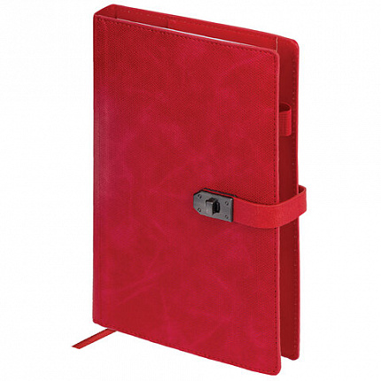 Ежедневник недатированный А5 152х220мм BRAUBERG "Sirius", под кожу, застежка 160л, красный, 116212