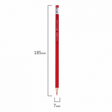 Карандаши цветные стираемые с ластиком BRAUBERG ERASABLE, 12 цветов, мягкий грифель 3 мм, 181932
