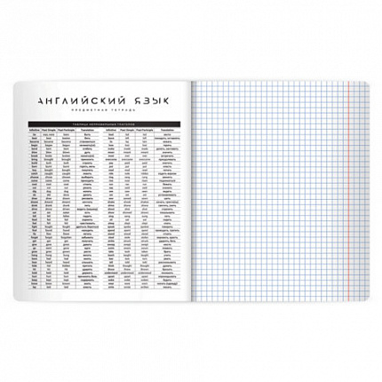 Тетрадь предметная BLACK MODE 48л, пластиковая обложка, АНГЛИЙСКИЙ ЯЗЫК, клетка, подсказ, BRAUBERG, 405516