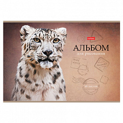 Альбом для рисования А4 48 л., скоба, матовая ламинация, тиснение, HATBER, 205х290 мм, "Дикий мир", 079735, 48А4лтВ