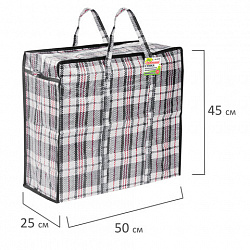 Сумка-баул хозяйственная, полипропилен, 50х45х25 см, 56 литров, черно-красная,130 г/м2, ЛЮБАША, 604698