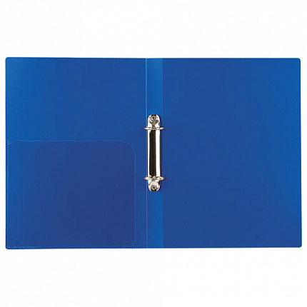 Папка на 2 кольцах BRAUBERG "Стандарт", 25 мм, синяя, до 170 листов, 0,8 мм, 221615
