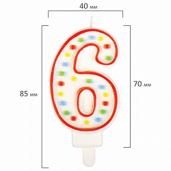 Свеча-цифра для торта "6" ДВУСТОРОННЯЯ с конфетти, 8,5 см, ЗОЛОТАЯ СКАЗКА, держатель, блистер, 591399