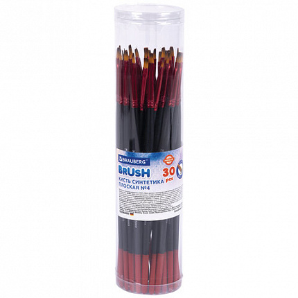 Кисть синтетика, плоская № 4, BRAUBERG PREMIUM, 201013