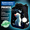 Ранец BRAUBERG PREMIUM, 2 отделения, с брелком, "Белый котенок", СВЕТЯЩИЙСЯ, 38х29х16 см, 274392