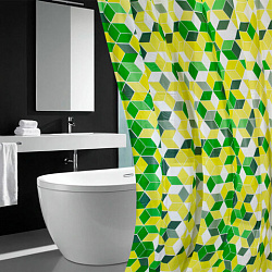 Шторка для ванной PEVA, 180х200 см, кольца в комплекте, дизайн ассорти, ФИГУРЫ, PRIMILA (ПРИМИЛА), 700075