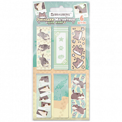 Закладки для книг МАГНИТНЫЕ, "МИЛЫЕ КОТЫ", набор 6 штук, 60x20 мм, BRAUBERG, 116985