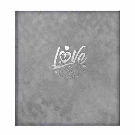 Фотоальбом-анкета детский 23х25 см, 32 листа, стикеры, открытка, конверт, серый бархат, BRAUBERG, 391422