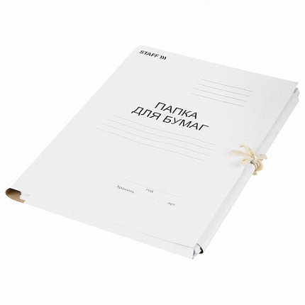 Папка для бумаг с завязками картонная STAFF, гарантированная плотность 220 г/м2, до 200 л., 126525