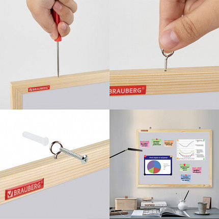 Доска магнитно-маркерная 45х60 см, деревянная рамка, BRAUBERG "Wood", 238794