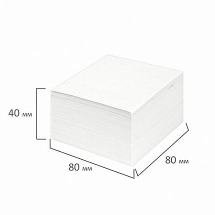 Блок для записей STAFF непроклеенный, куб 8х8х4 см, белый, белизна 90-92%, 126368