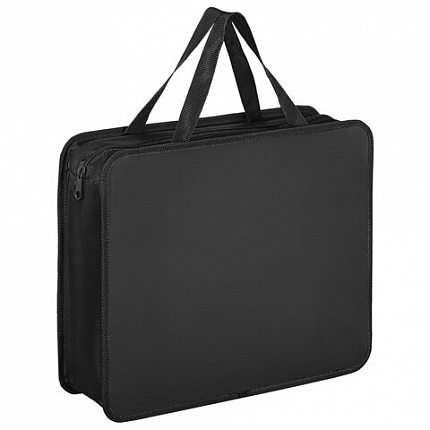 Папка на молнии с ручками ПИФАГОР, А4, 1 отделение, пластик, 75 мм, черный, 272110
