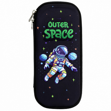 Пенал ЮНЛАНДИЯ, 1 отделение, карман, полиэстер/EVA, 22х10х5 см, "Outer space", 273192