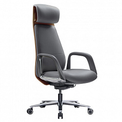 Кресло HAWASAN PREMIUM EX-820, синхромеханизм, слайдер, экокожа, графит/коричневое, 533238