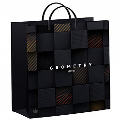 Пакет с пластиковой ручкой, мягкий пластик, 30х30 см, "Вектор геометрии", 140 мкм, н00269533