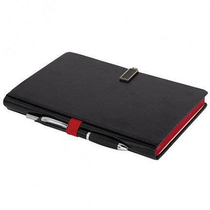 Скетчбук, слоновая кость 140 г/м2 130х210 мм, 80 л., КОЖЗАМ, застежка металл, BRAUBERG ART CLASSIC, "Inspiration", под кожу, черный, 116464