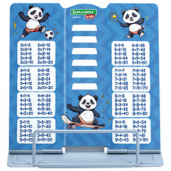 Подставка для книг и учебников BRAUBERG KIDS mini "Panda" с таблицей умножения, регулируемый угол наклона, металлическая, 238975