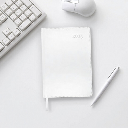 Ежедневник датированный 2026 А5 148х218 мм, GALANT "White", под кожу, белый, 117494