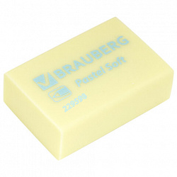 Ластики BRAUBERG "Pastel Soft" НАБОР 12 шт., размер ластика 31х20х10 мм, экологичный ПВХ, 229598