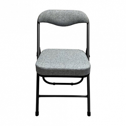 Стул складной для дома и офиса РС04К комфорт, черный каркас, рогожка светло-серая