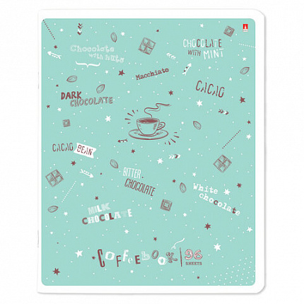 Тетрадь А5 96 л. АЛЬТ скоба, клетка, гибридный лак, "Coffe time" (5 видов), 7-96-1160