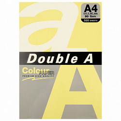 Бумага цветная DOUBLE A, А4, 80 г/м2, 500 л., пастель, желтая