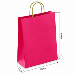 Крафт-пакет бумажный "Ruby red" 26х15х35 см, с кручеными ручками, плотность 80 г/м2, моноцвет, 112412