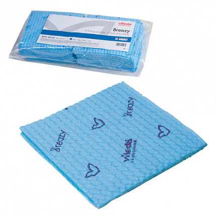 Салфетка VILEDA "Бризи", КОМПЛЕКТ 25 шт., объемное микроволокно, голубая, 35х35 см, 161616