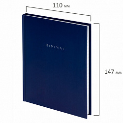 Блокнот МАЛЫЙ ФОРМАТ 110х147 мм, А6, 80 л., твердый, клетка, BRAUBERG "Minimal", синий, 116447