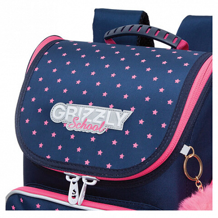 Ранец GRIZZLY эргономичная спинка, с брелоком, для девочек, "HAPPY ALWAYS", 35х26х16 см, RAl-294-1/1