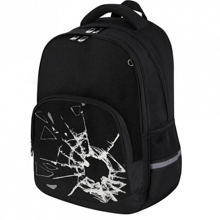 Рюкзак BRAUBERG SOFT, 2 отделения, 3 кармана, "Broken glass", СВЕТЯЩИЙСЯ, 40х31х15 см, 274402