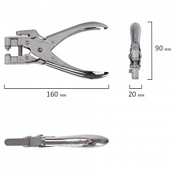 Дырокол металлический на 1 отверстие для люверса BRAUBERG "HL-1", до 30 листов, диаметр отверстия 5 мм, 227792