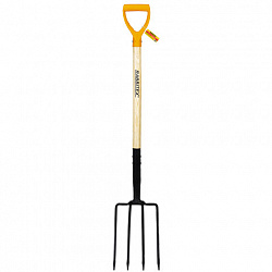 Вилы копальные стальные 19х28 см, ОБЩАЯ ДЛИНА 115 см, деревянный черенок, V-ручка, RABBITEX (РАББИТЕКС) "STANDARD", 700492