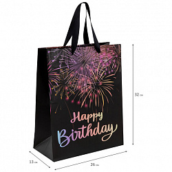 Пакет подарочный (1 штука) 26x13x32 см (L), "LED Bag", черный, ЗОЛОТАЯ СКАЗКА, 700836