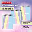 Блокнот МАЛЫЙ ФОРМАТ А6, 108х145 мм, 60 л., гребень, картон, клетка, кросс-серия "PASTEL", BRAUBERG, 117033