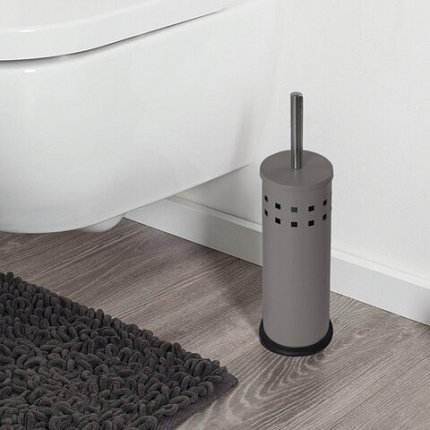 Ершик для унитаза с подставкой, металл, серый, матовый, LAIMA, 604961