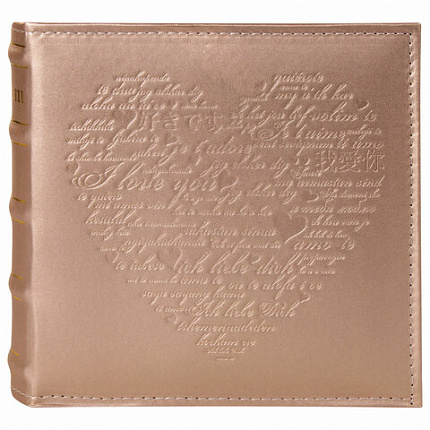Фотоальбом BRAUBERG "I love you" на 200 фото 10х15 см, под кожу, бумажные страницы, переплет, бокс, 391175