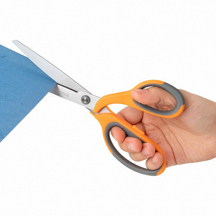 Ножницы BRAUBERG "PROFESSIONAL" 3 шт. (135, 180, 210 мм), серо-оранжевые ручки, ВЫГОДНАЯ УПАКОВКА, 272981