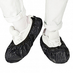 Бахилы двойные, КОМПЛЕКТ 500 шт. (250 пар), STRONG, 39х14 см, 100 мкм, 10 г, черные, ELEGREEN, ЭГЦЧ-100/Н20