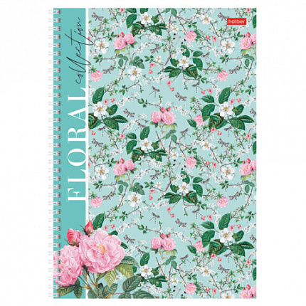 Тетрадь А4 80 л., HATBER, гребень, клетка, матовая ламинация, "Floral collection" (микс в спайке), 082972, 80Т4лВ1гр