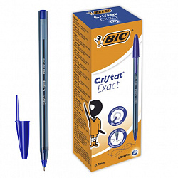 Ручка шариковая BIC "Cristal Exact", СИНЯЯ, корпус тонированный, узел 0,7 мм, линия письма 0,28 мм, 992605