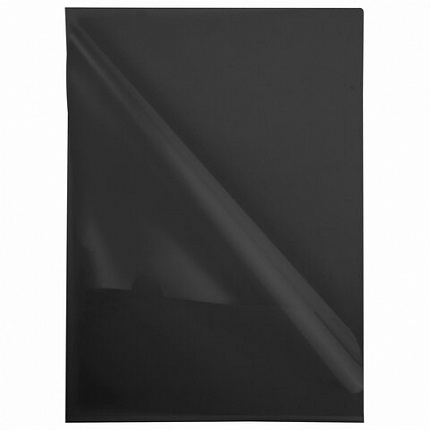 Папка-уголок жесткая прозрачная А4 BRAUBERG UNIVERSAL, черная, 0,15 мм, 273051