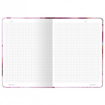 Блокнот с резинкой в клетку 96 л., А5 (145х203 мм), твердая обложка с фольгой, BRAUBERG, "Мрамор", 113731