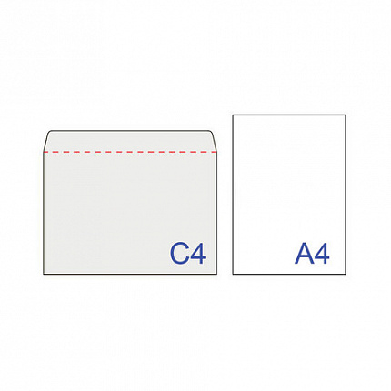 Конверты С4 (229х324 мм), отрывная лента, 100 г/м2, КОМПЛЕКТ 500 шт.