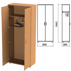 Шкаф для одежды "Этюд", 800х384х1942 мм, цвет бук бавария (КОМПЛЕКТ)